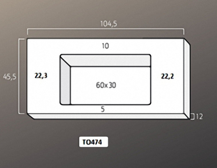 Solid Surface Blad 104x45 met R2 wastafel in het midden mat wit