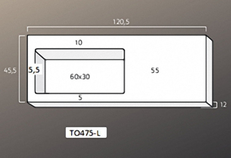 Solid Surface blad met R2 wastafel links met 2 kraangaten 120 glans wit