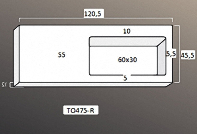 Solid Surface Blad 120 rechts met R2 wastafel met overloopgat + afvoerplug, 1 kraangat mat wit