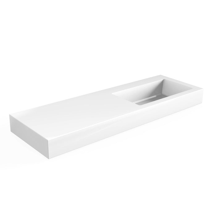 Solid Surface Blad 140 rechts met R2 wastafel glans wit