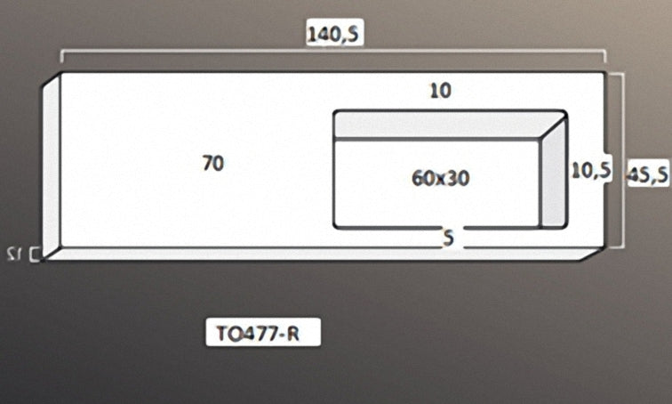 Solid Surface Blad 140 rechts met R2 wastafel glans wit