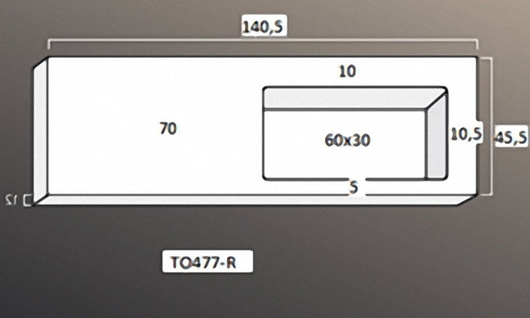 Solid Surface Blad 140 rechts met R2 wastafel met overloopgat + afvoerplug glans wit