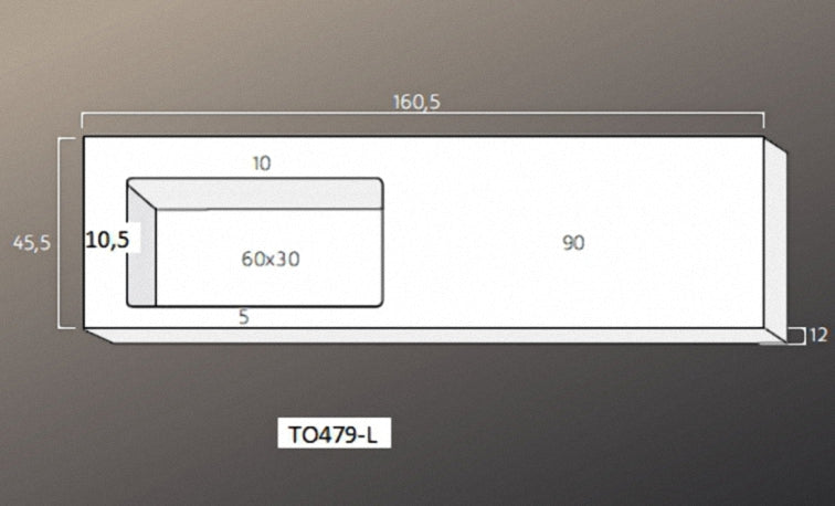 Solid Surface Blad 160 links met R2 wastafel met overloopgat + afvoerplug glans wit