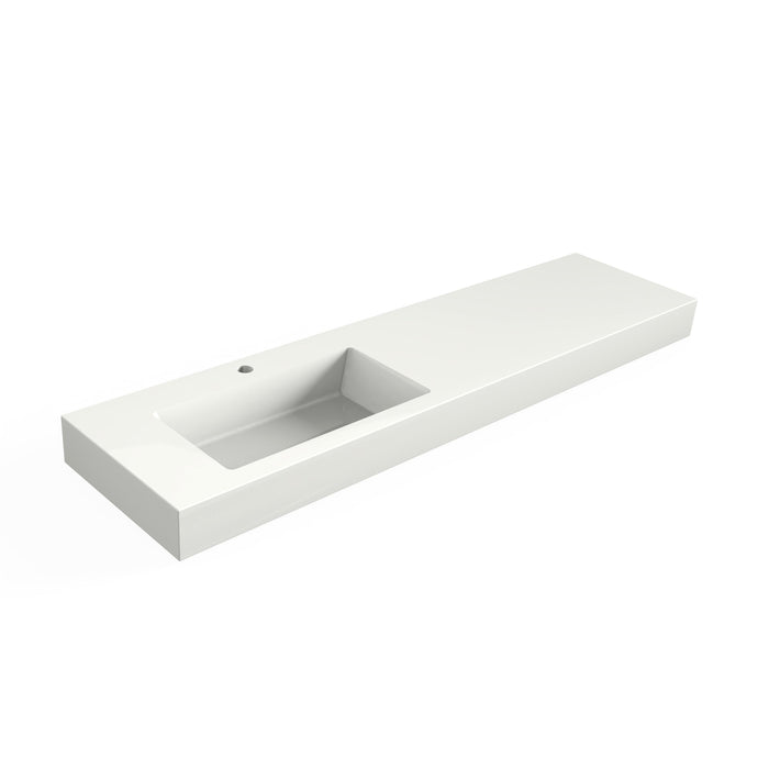 Solid Surface Blad 180 links met R2 wastafel, 1 kraangat mat wit