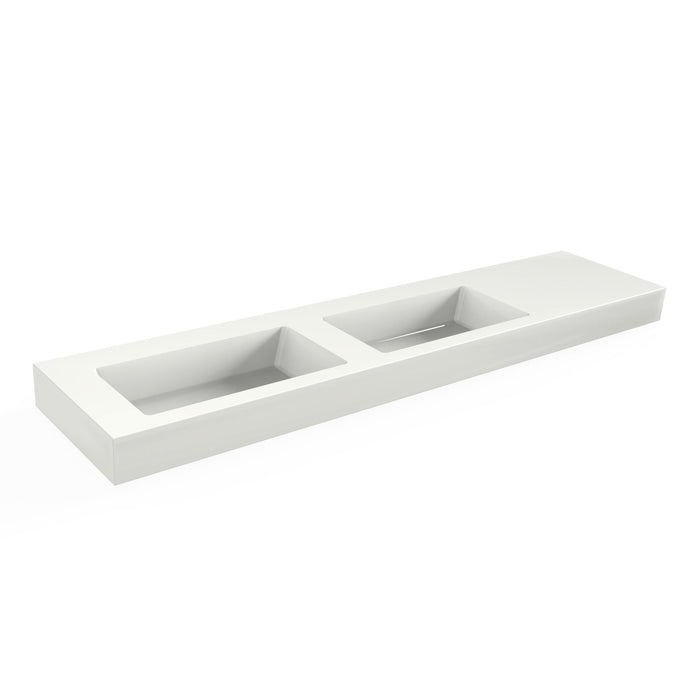 Solid Surface Blad 200 links met 2 R2 wastafels mat wit