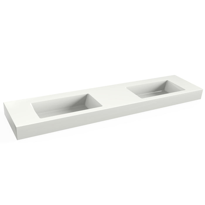 Solid Surface Blad 200 met 2 R2 wastafels in het midden mat wit