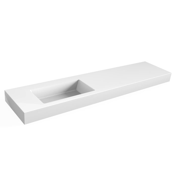 Solid Surface Blad 200 links met R2 wastafel glans wit